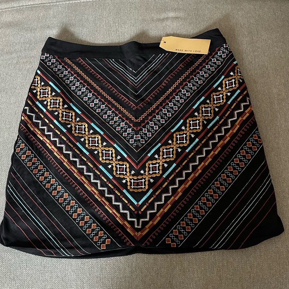 ANDREE BY UNIT Black embroidered  Mini Skirt, Western, Rodeo
